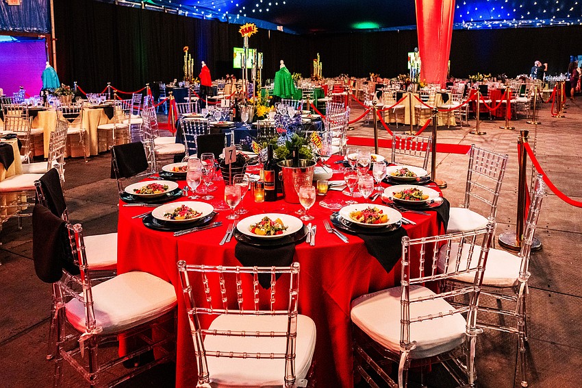 Tables set for dinner and catered by Michaels On East