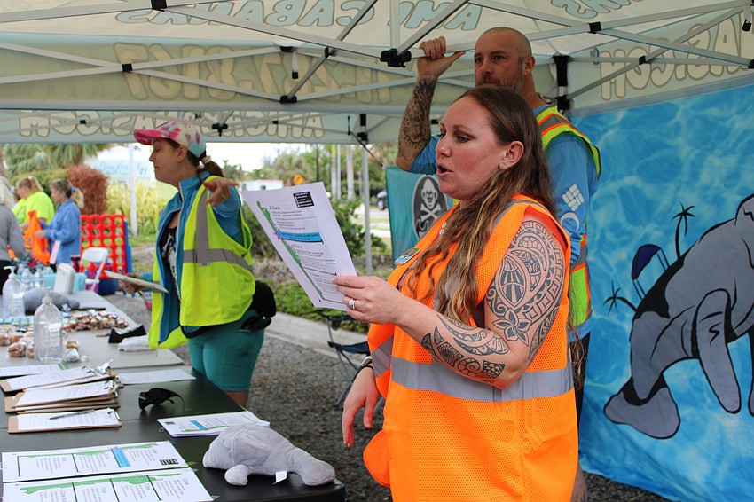 Alexandra Lowe-Mains reads out safety guidelines.