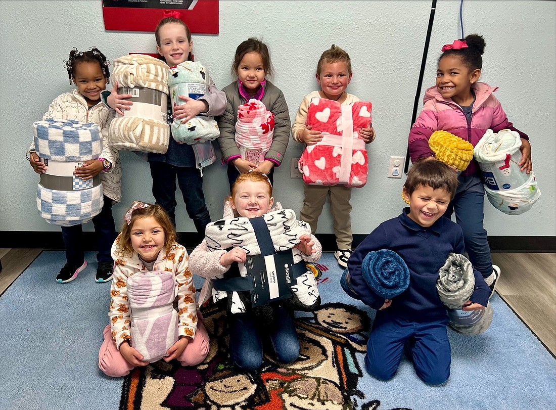 First Baptist Christian Academy students collected blankets for the homeless. Courtesy photo