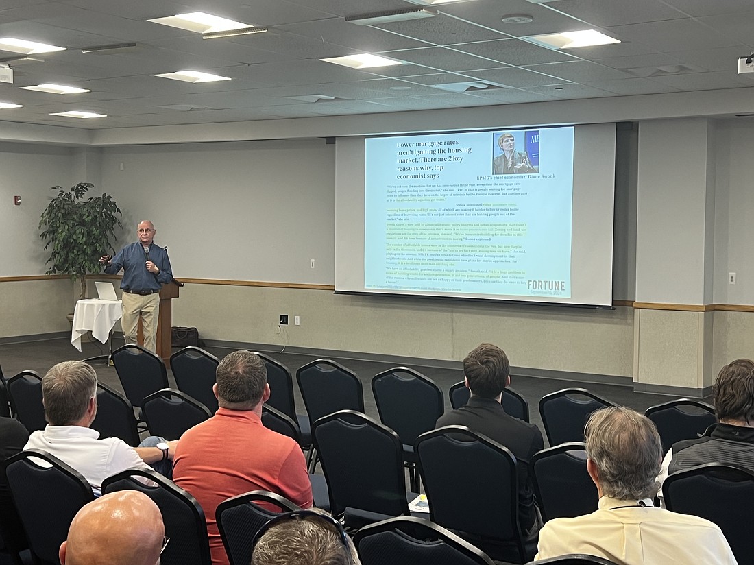 John Hunt, founder and president of MarketNsight, explained local housing market trends to members of the Northeast Florida Builders Association on Feb. 6.