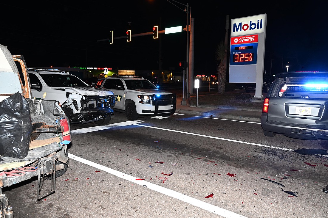 Sarasota County Sheriff's Office cruisers were damaged when they tried to arrest a felony suspect at the corner of Webber Street and Beneva Road Feb. 6.
