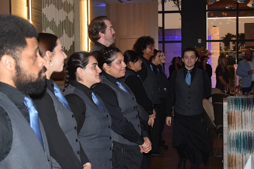 Several members of the waitstaff at Fleming's Prime Steakhouse and Wine Bar at UTC were on hand for a soft opening event Saturday.