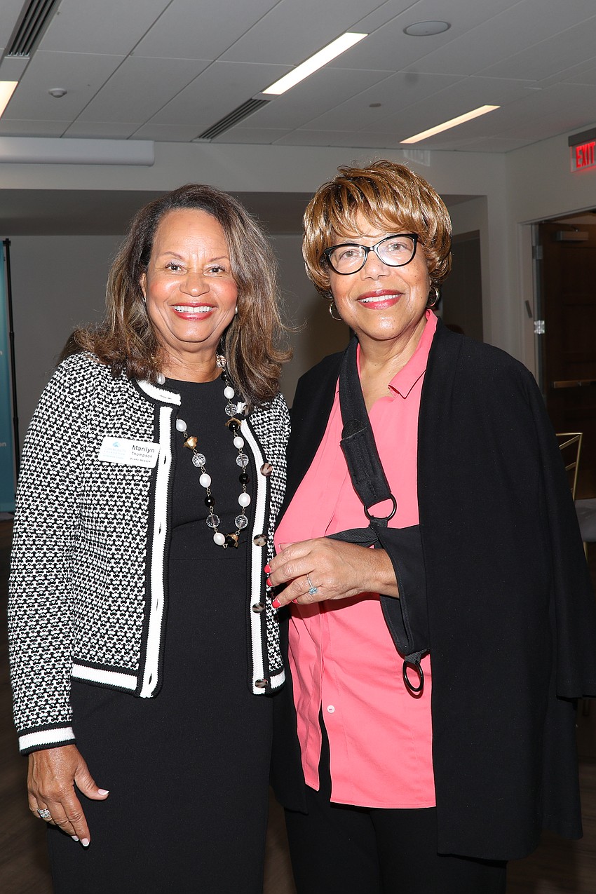 Marilyn Thompson and Mary Braxton-Joseph attend the Love Our Libraries author luncheon at The Ora.