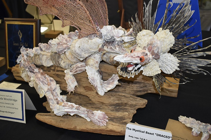 A shell dragon created by Guelda Wooldridge was among the first-place winners in the artistic portion of the show.