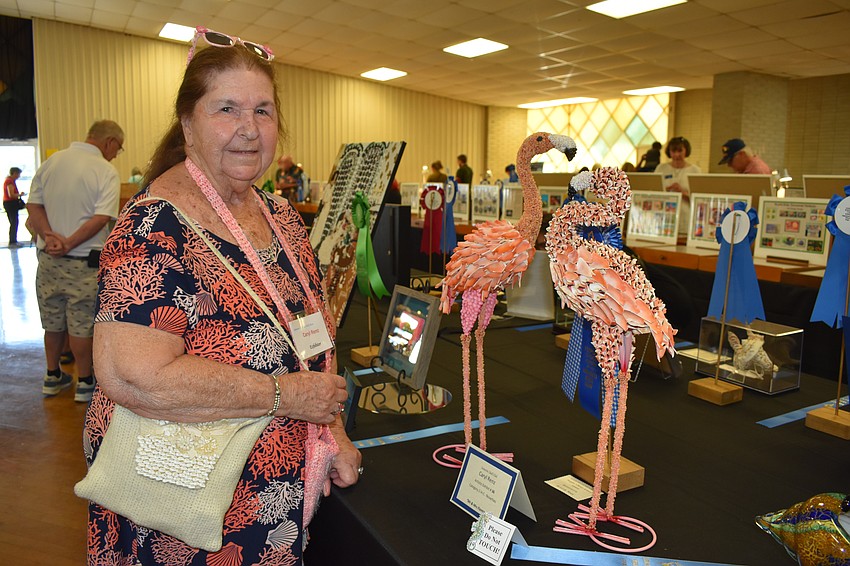 Caryl Renz created these shell flamingoes, which won a People's Choice award.