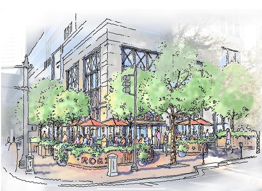 A rendering with the Starbucks announcement on Instagram shows outdoor seating at Laura and Bay Streets at the Bank of America Tower in Downtown Jacksonville.