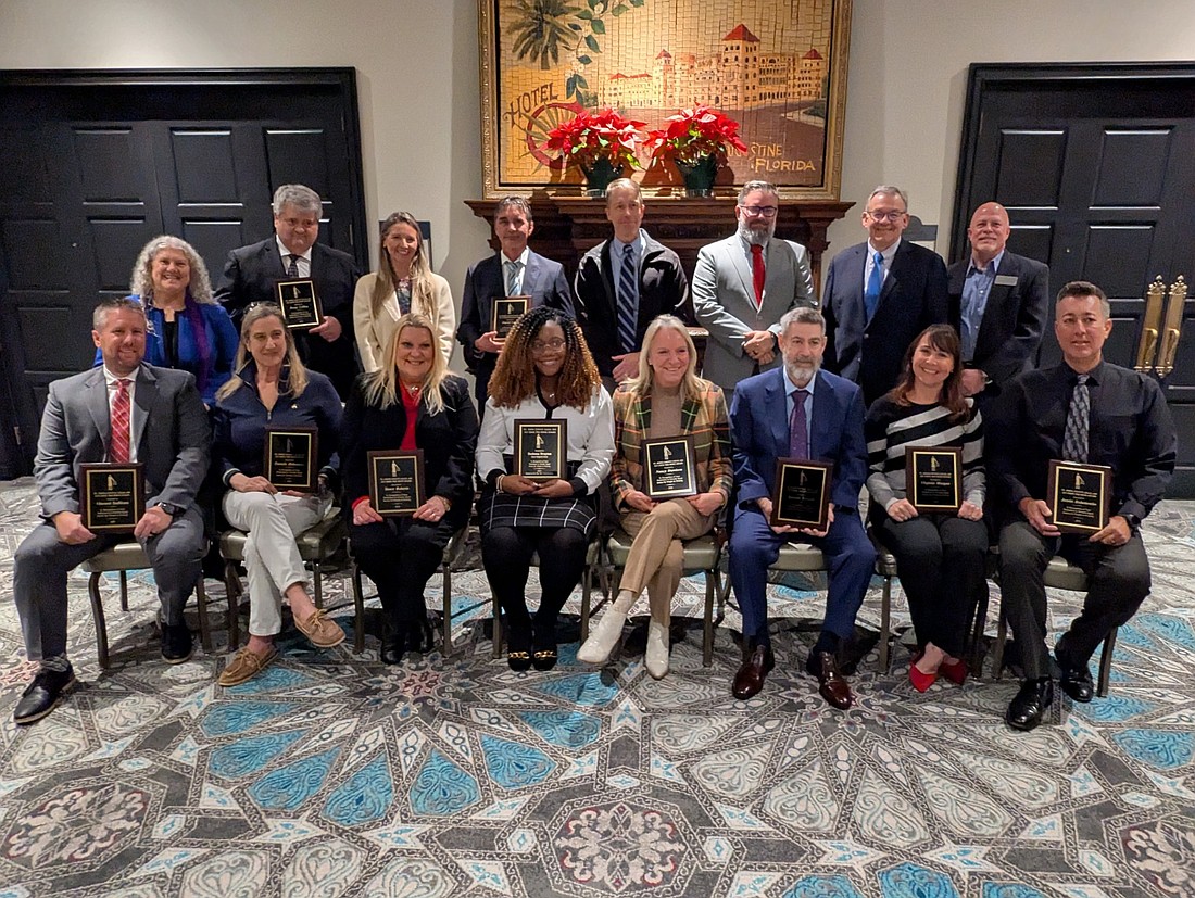 The recipients of the St. Johns County Legal Aid Jay Grife Pro Bono Awards presented Jan. 13 at the Casa Monica Hotel in St. Augustine.