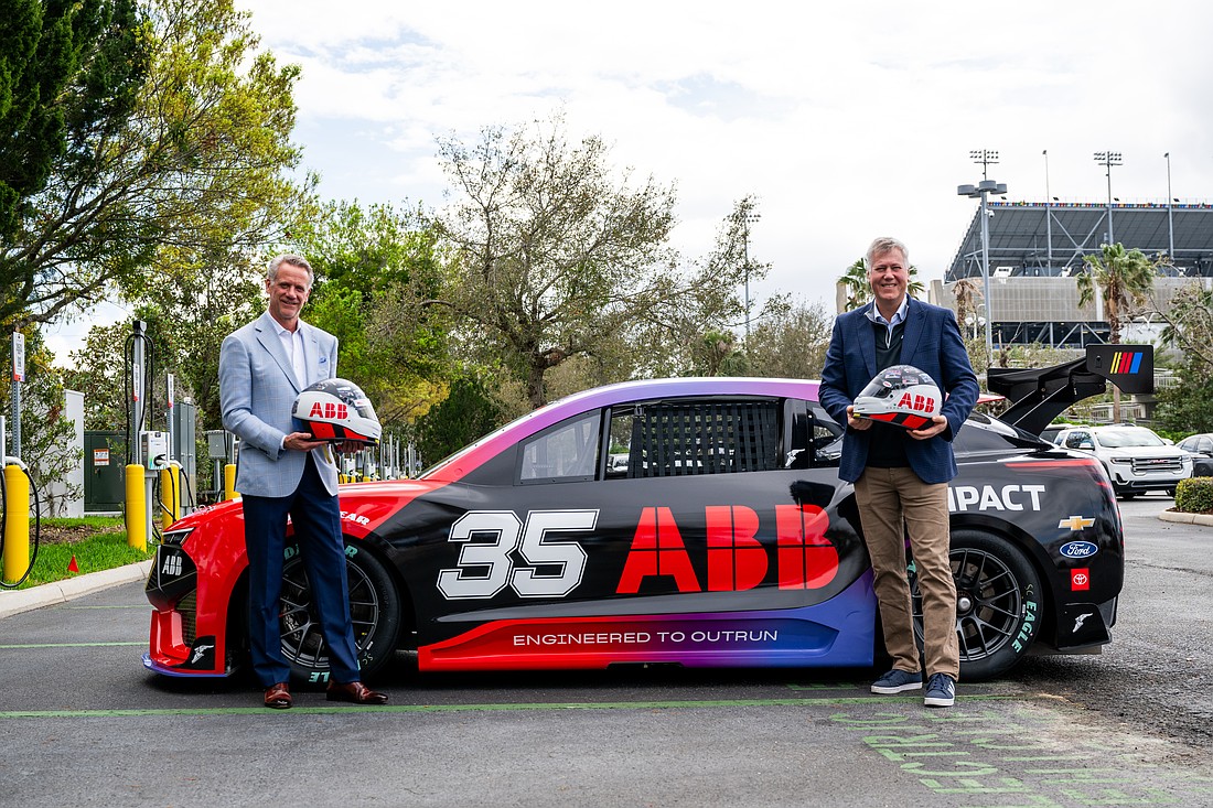 NASCAR President Steve Phelps and ABB CEO Morten Wierod. Photo courtesy of ABB