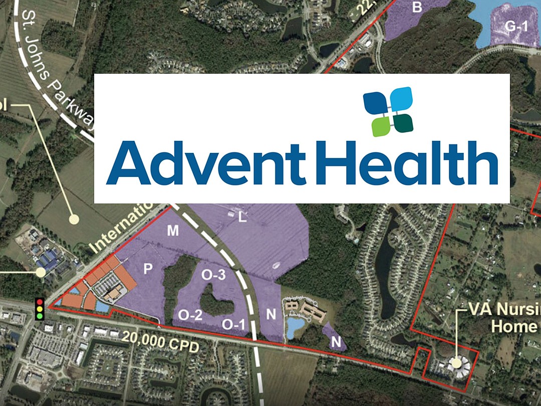 AdventHealth is planning a hospital on Parcel M in World Commerce Center, according to a letter from a St. Johns County official. It is off International Golf Parkway about 0.6 miles west of Buc-ee's.