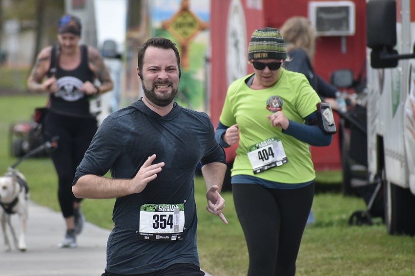 Hunter Carpenter and Heather Catell approach the finish line.