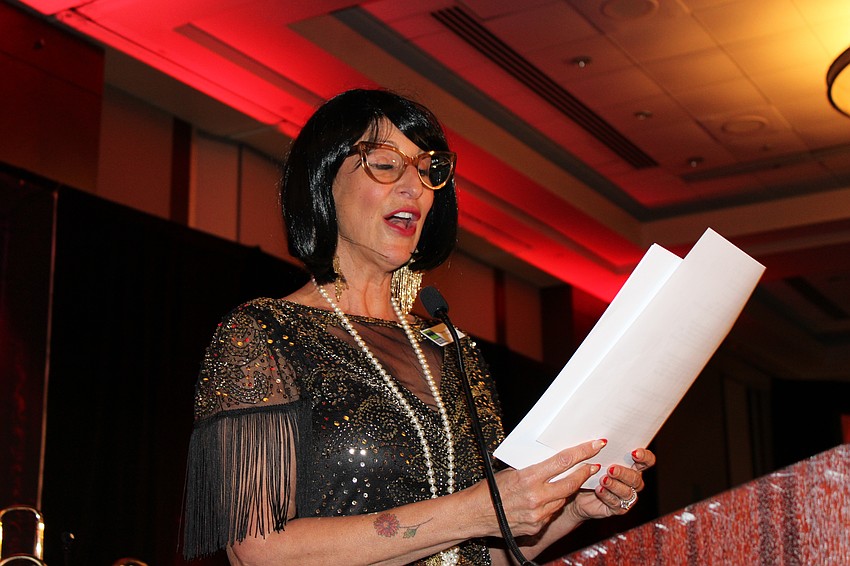 Sisterhood for Good Grants Co-chair Samina Morrow talks about the nonprofit during All That Jazz: Cabaret for a Cause at the Hyatt Regency.