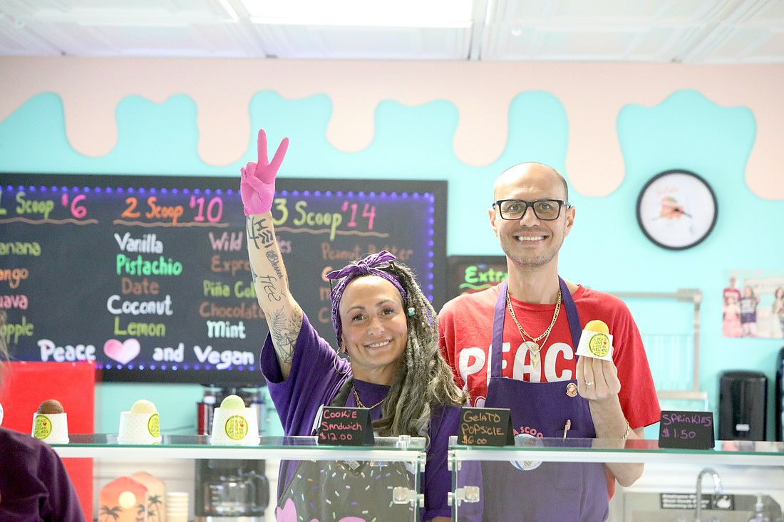 Ocean and John Stein at A1A Scoops in Flagler Beach. Photo by Brent Woronoff