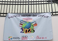 A sign at Selby Library announces the Sarasota History Day Contest.