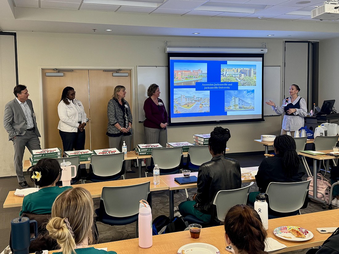 Executives from Ascension St. Vincent’s hospitals are conducting classes for students enrolled in the Accelerated Bachelor of Science in Nursing program at Jacksonville University.