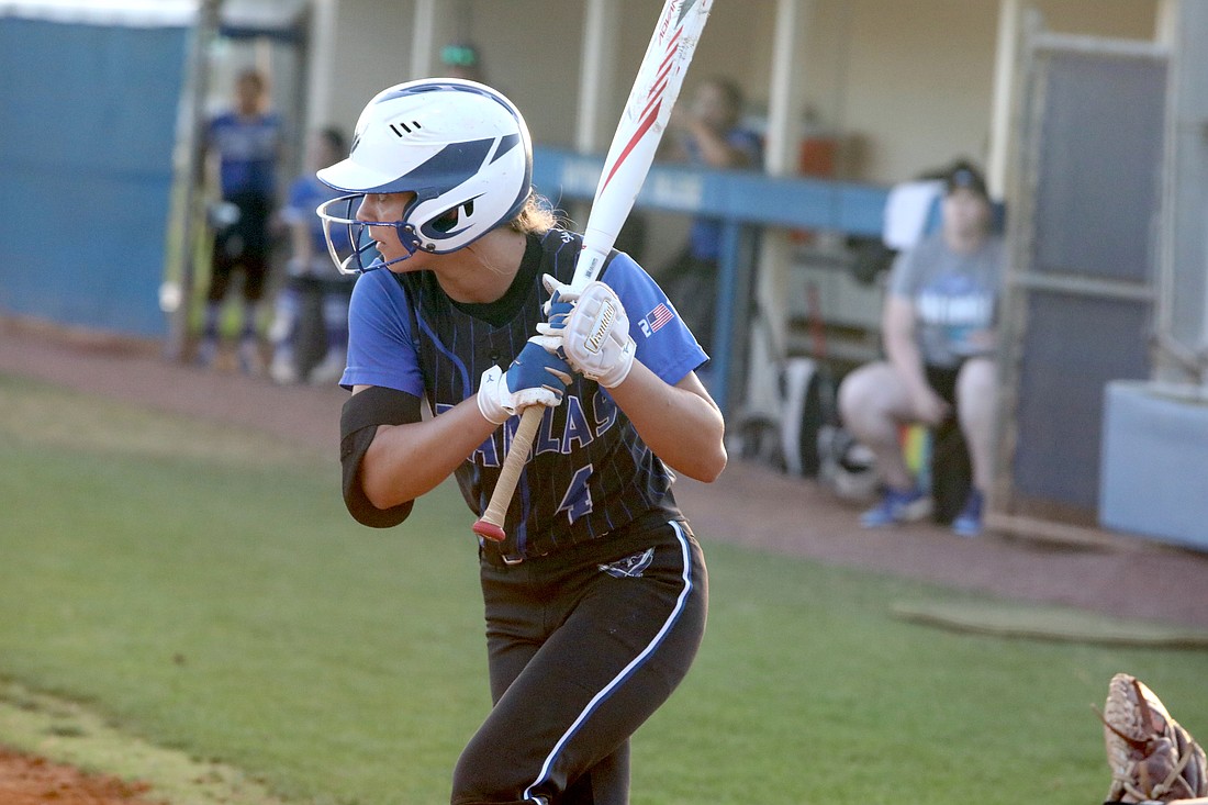 McKenzie Manhart, here batting in last year's district championship game against Deltona, drove in the winning run in Matanzas' 3-2 victory over Spruce Creek on Feb. 18. File photo by Brent Woronoff