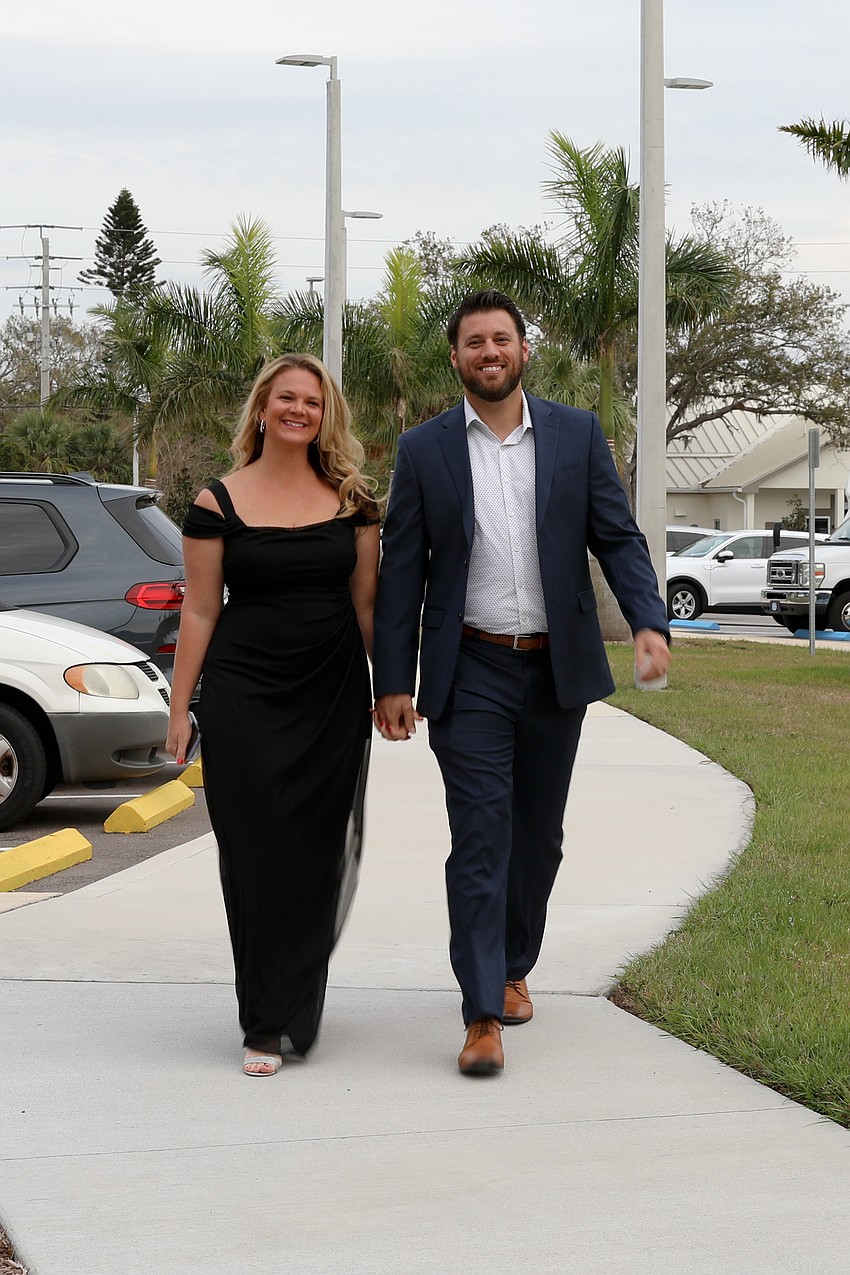 Emily and Zack Larson make their way to The Haven Gala at The Ora.