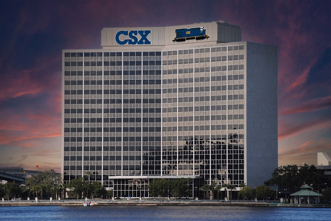 A rendering of the new signage planned for the CSX headquarters at  500 Water St. in Downtown Jacksonville.