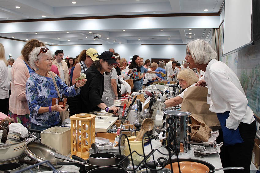 Shoppers packed the hall for the Friday sale.
