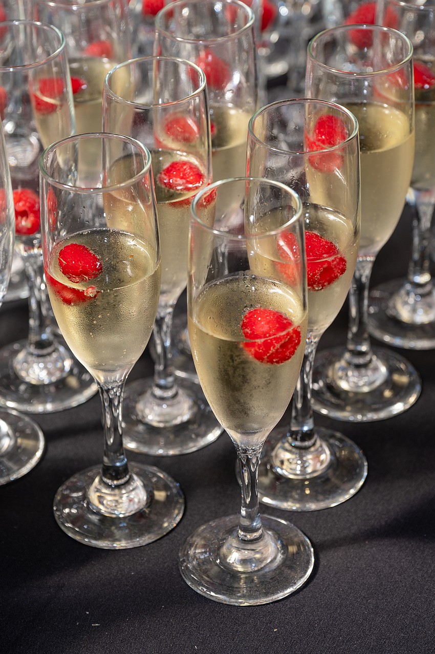 Champagne with a raspberry to start off the luncheon.