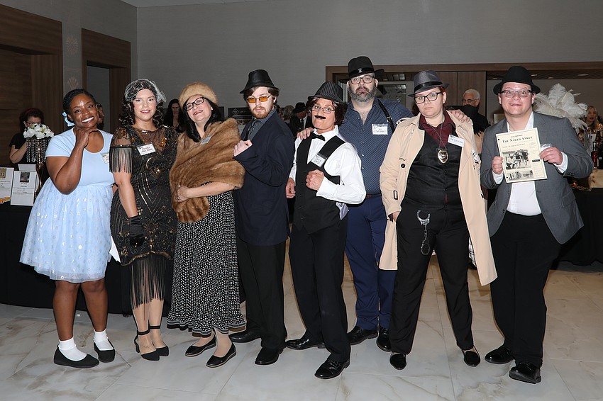 Sharita Kindle, Leyzcha Cerdeiros, Jodi Warner, Jacob Jones, Gretchen Trasorras, Jordan Hamilton, Danielle Kosack and Andre Scott from Orlando Murder Mystery