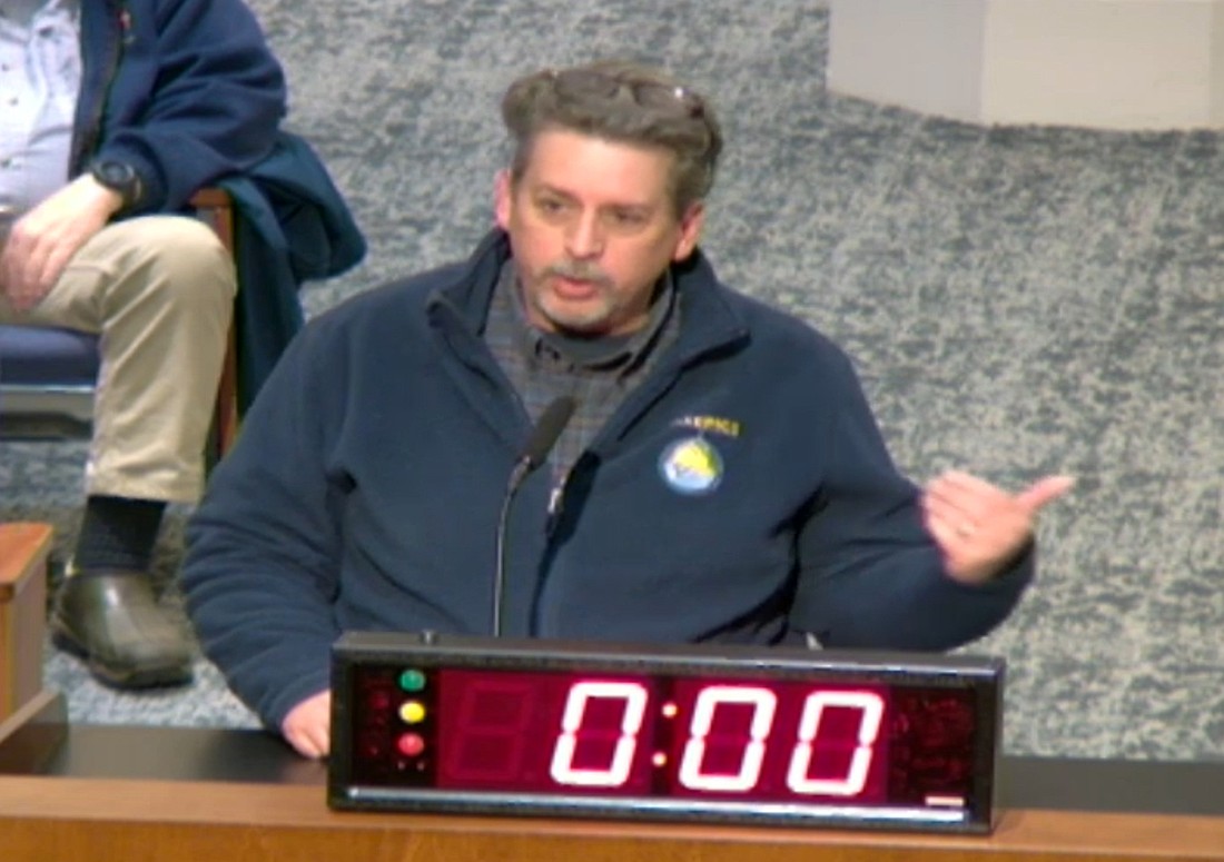 Joshua Gideon. city of Jacksonville chief of building inspections, is retiring effective April 26. He is shown here at the Feb. 19 City Council Land Use and Zoning Committee answering questions from member Rahman Johnson.