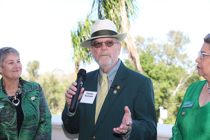 Charles Baumann addresses guests at the VIP event held at the 30th annual Brunch on the Bay at the USF Sarasota-Manatee campus.