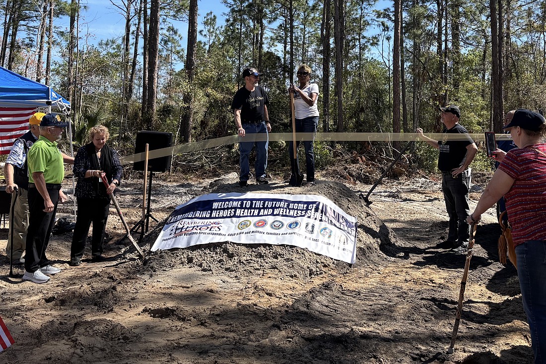 The groundbreaking for the future home of the Remembering Heroes Health and Wellness Serenity Ranch at 2217 Lancewood St. in Bunnell. Courtesy photo