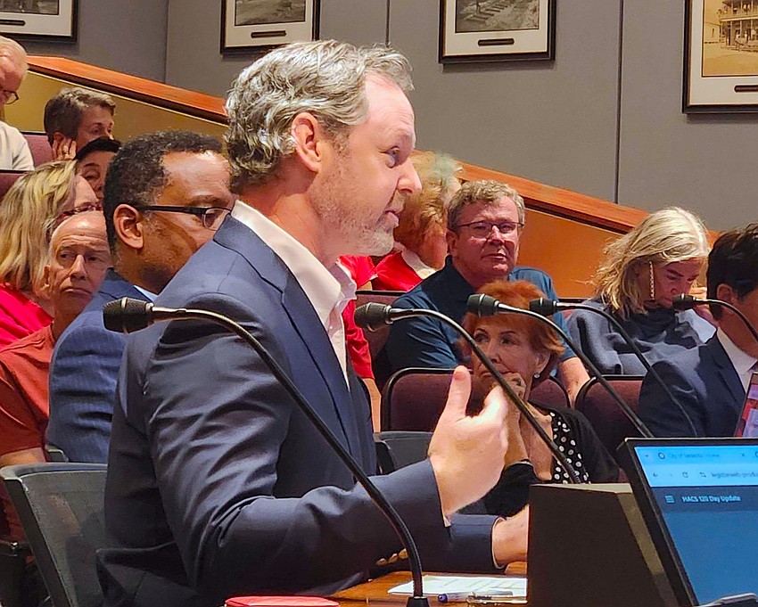 Sarasota Housing Authority CEO William Russell addresses the Sarasota City Commission. Sarasota Housing Authority CEO William Russell addresses the Sarasota City Commission.