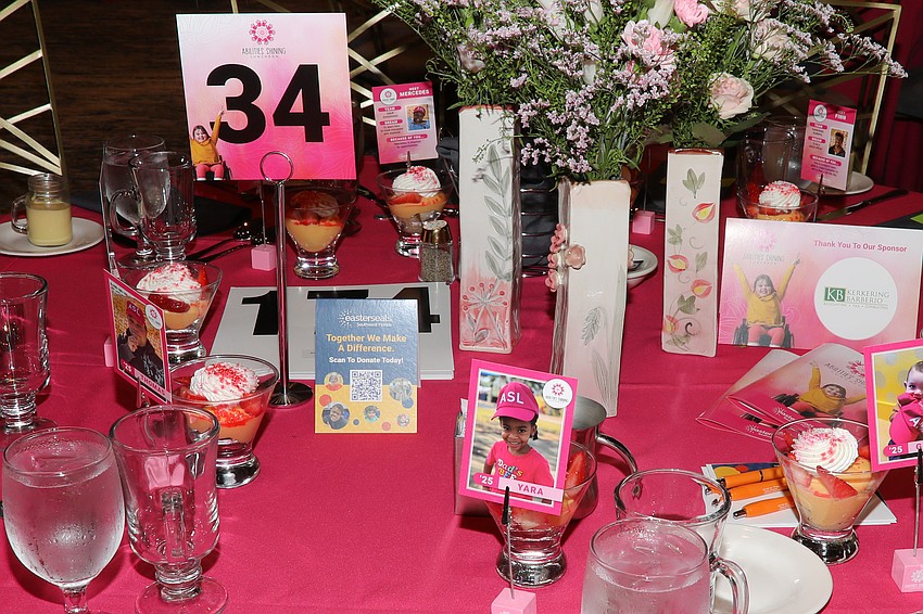 Table decorations included baseball-styled cards at each table featuring program participants.