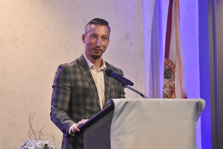 Criminal defense attorney and Teen Court board member Stefan Campagna offers a speech.