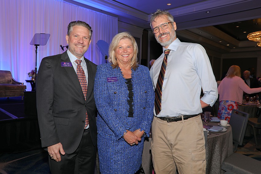 Empath Health President and CEO Jonathan Fleece, Tidewell Foundation President Delesa Morris and keynote speaker Dr. B.J. Miller