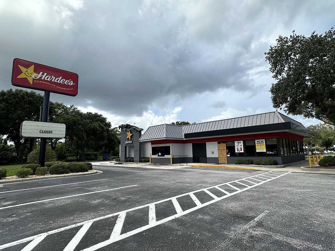 A year after being damaged by fire, the closed Hardee’s at 9111 Merrill Road is planned for repairs. This is the restaurant in August 2024.