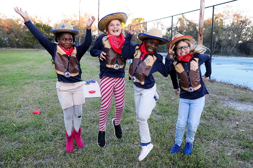 Ryan G., Payton R., Avery H. and Scarlett R. love jumping around at the Boys and Girls Club.