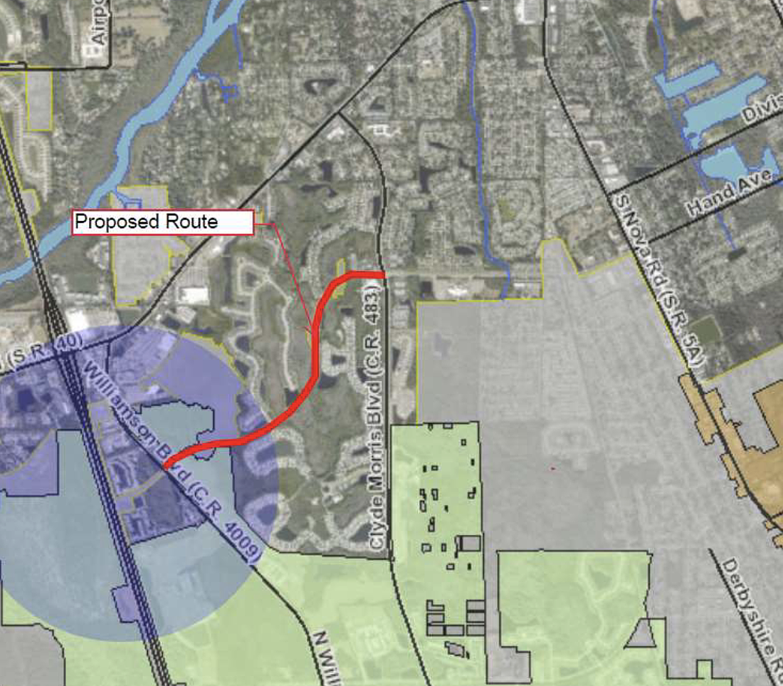 The 10-foot mixed-use path will provide an east-west connection for pedestrians and bicyclists. Map courtesy of the city of Ormond Beach