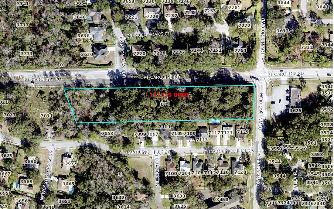 Town homes are planned on a 3.3-acre property at southwest Townsend Boulevard and Fort Caroline Road. The Council approved rezoning the property to allow the homes.