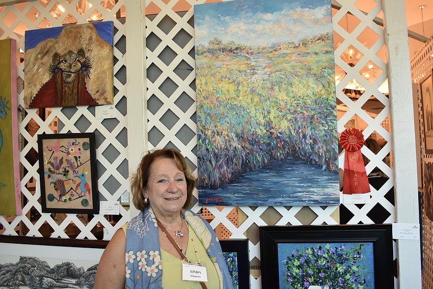 Linda Finnerty takes second place for her abstract landscape in acrylic, 