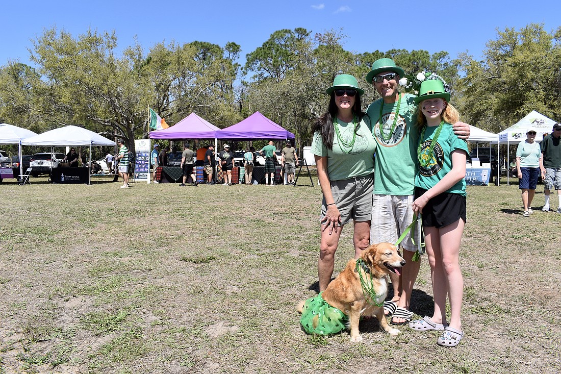 Sara, Erik and Isabella Stream attend the Irish Celtic Festival with "Most Creative Costume" winner Daisy.