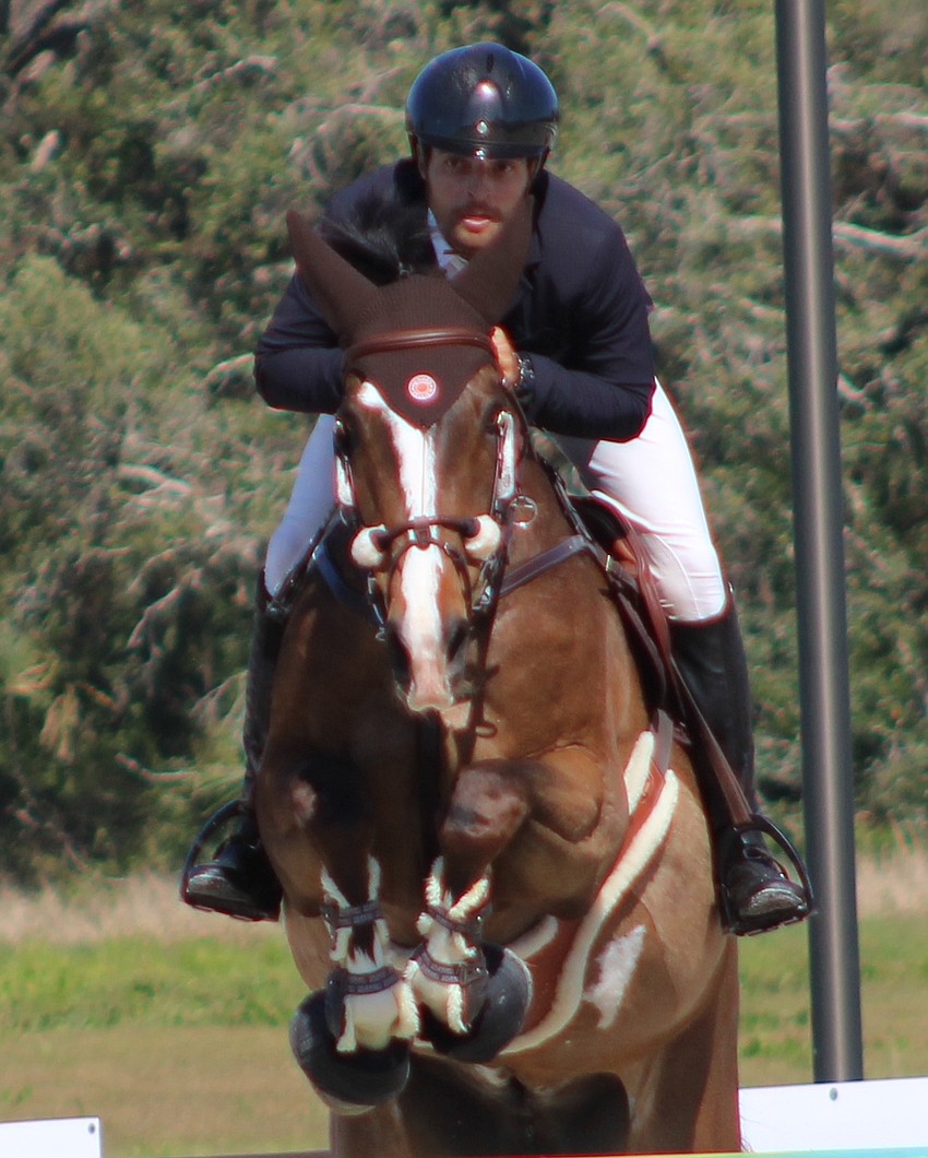 Daniel Bluman of Israel and Hummer Z are coming right at a jump at TerraNova in the Split Rock Jumping Tour Finale Saturday.