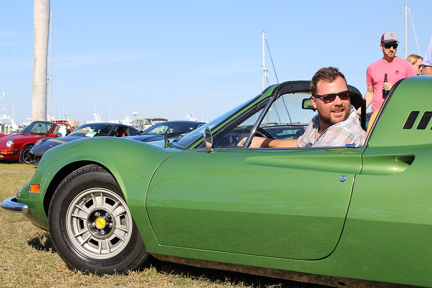 Nathan Clary parks a one-of-a-kind 1974 Ferrari 246 GTS Dino at the YachtRodders spring car show.