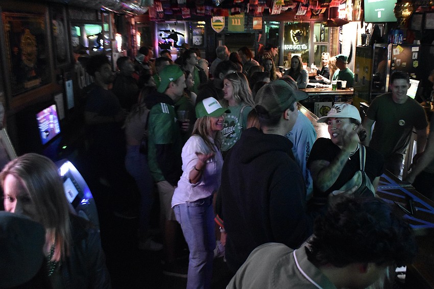 Guests fill Shamrock Pub on St. Patrick's Day.