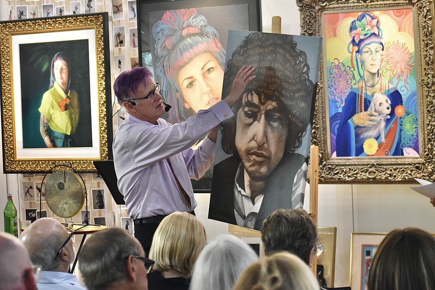 Paul Sykes showcases a portrait of Bob Dylan by Jack Dowd.