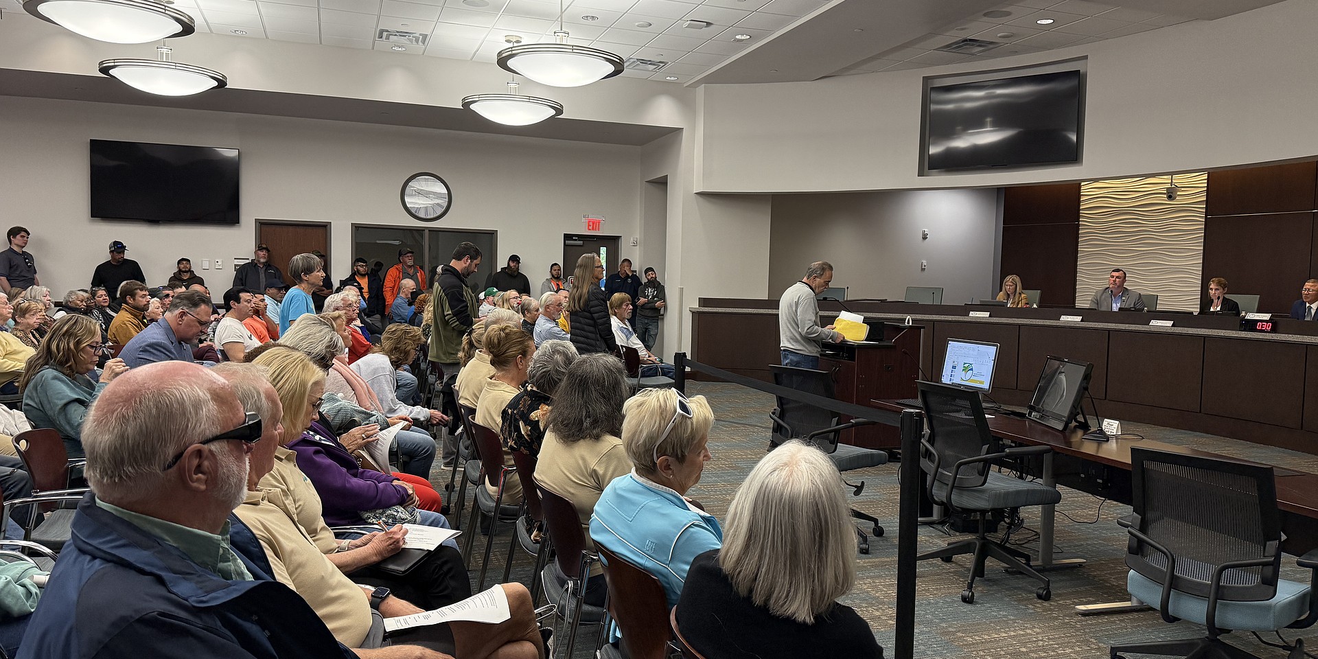 A full house at City Hall, on March 18. Photo by Brian McMillan