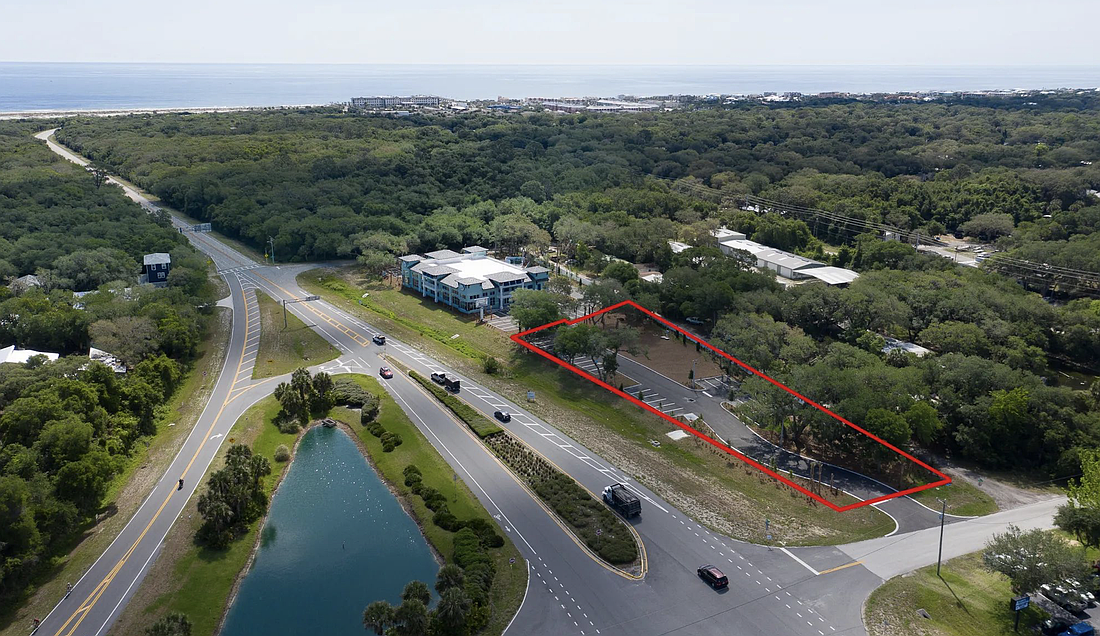 The area outlined in red in this aerial photo shows the future location of The Floridian restaurant at 485 Old Beach Road in St. Augustine Beach.