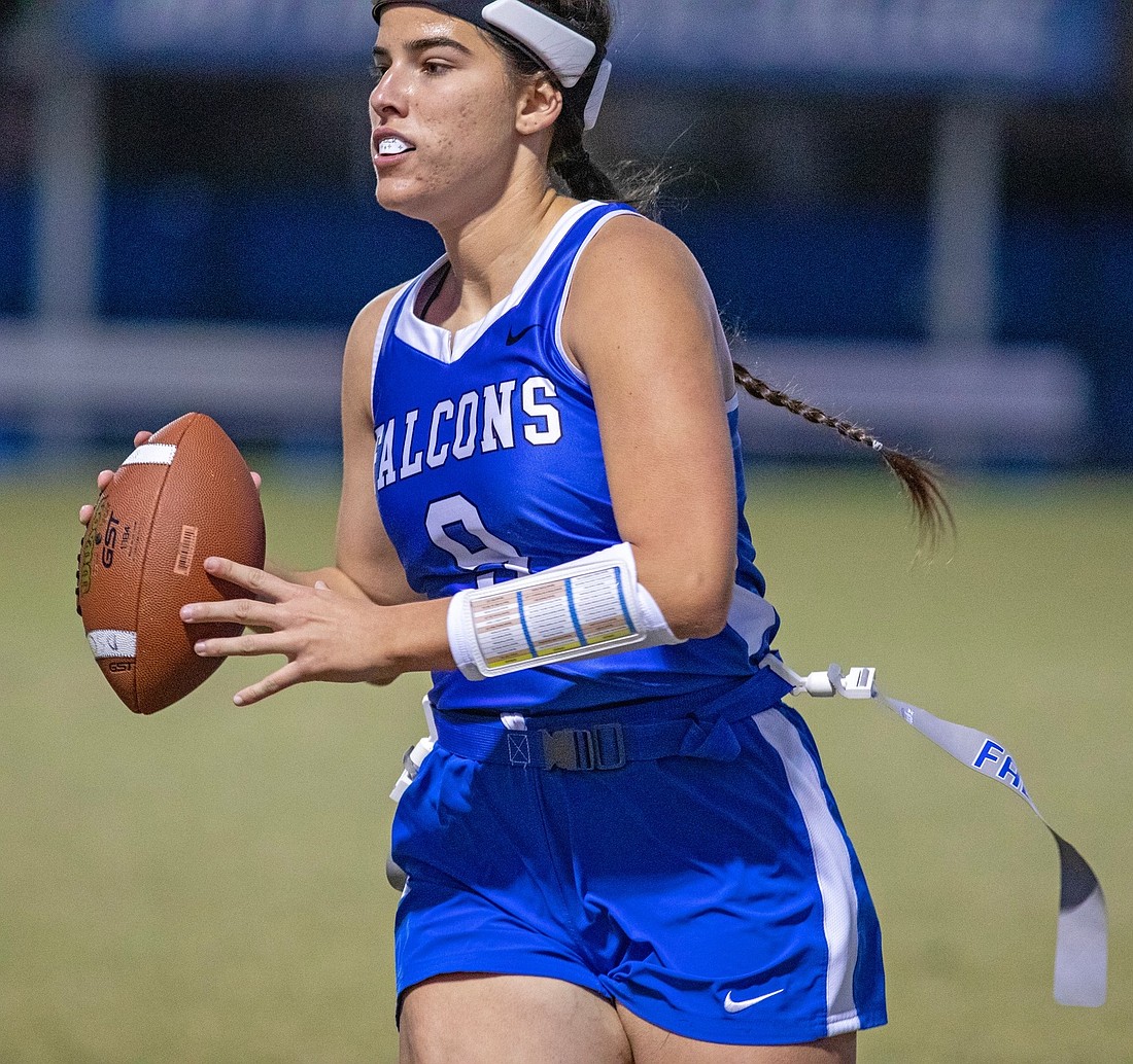 Daytona State College flag football quarterback Ava Colubiale, a Mainland High grad, was one of 27 DSC athletes named to the NJCAA All-Academic First Team with a 4.0 GPA. Courtesy photo