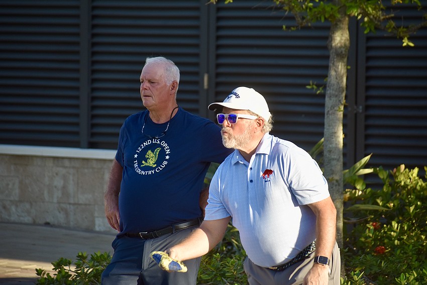 Lakewood Ranch's Bob Monzione and Roy Mura play in the MVP Sports & Social cornhole league.