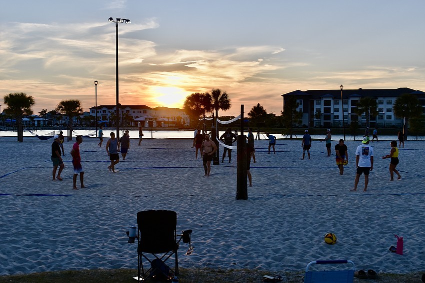 Sunset Volleyball is a series of pickup games every Wednesday at Waterside Park.