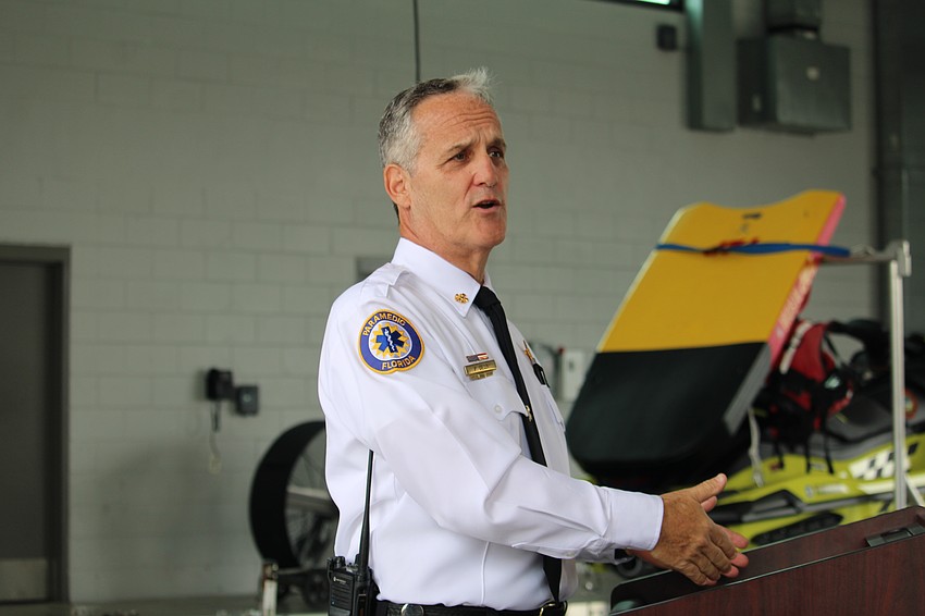 Chief Paul Dezzi reviews some of the benefits of the newest ambulance added to the fire department's fleet.