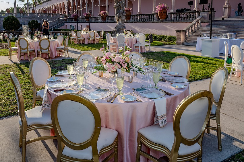 The event featured beautiful tables and centerpieces on the grounds of The Ringling.