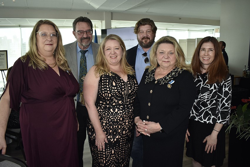 Honorary Regent and Parliamentarian Rebecca Morgan (second from right) brought her family including her daughter Christy Gillis, husband Dennis Morgan, Daughter Monica Sims, son David Morgan and daughter-in-law Nan Morgan.