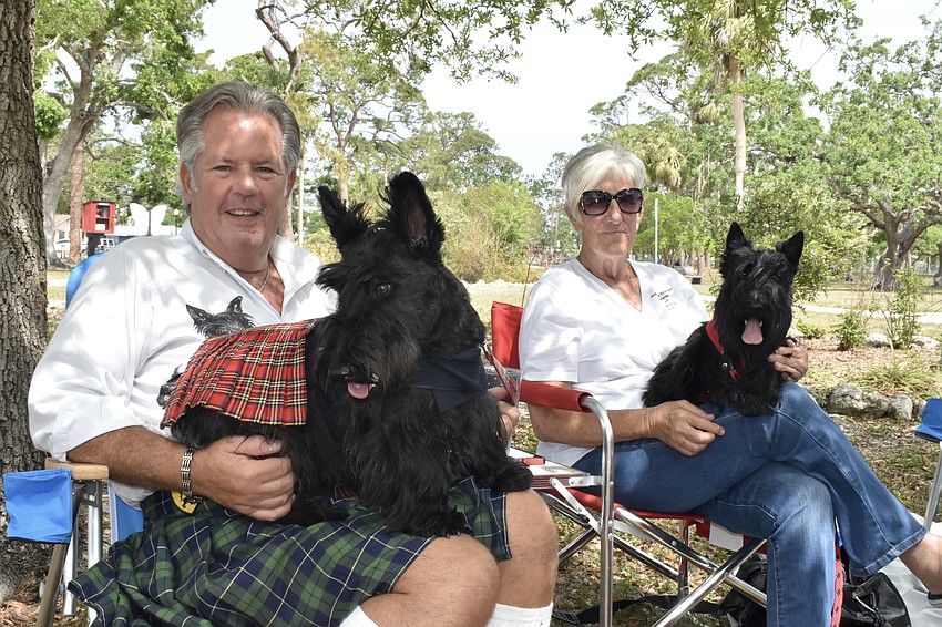 Sarasota's Mike DeFreeuw, president of Scottish Terrier Rescue of Florida, and past president Dawn Dayringer, brought along Scottish Terriers Aretha and Wally.